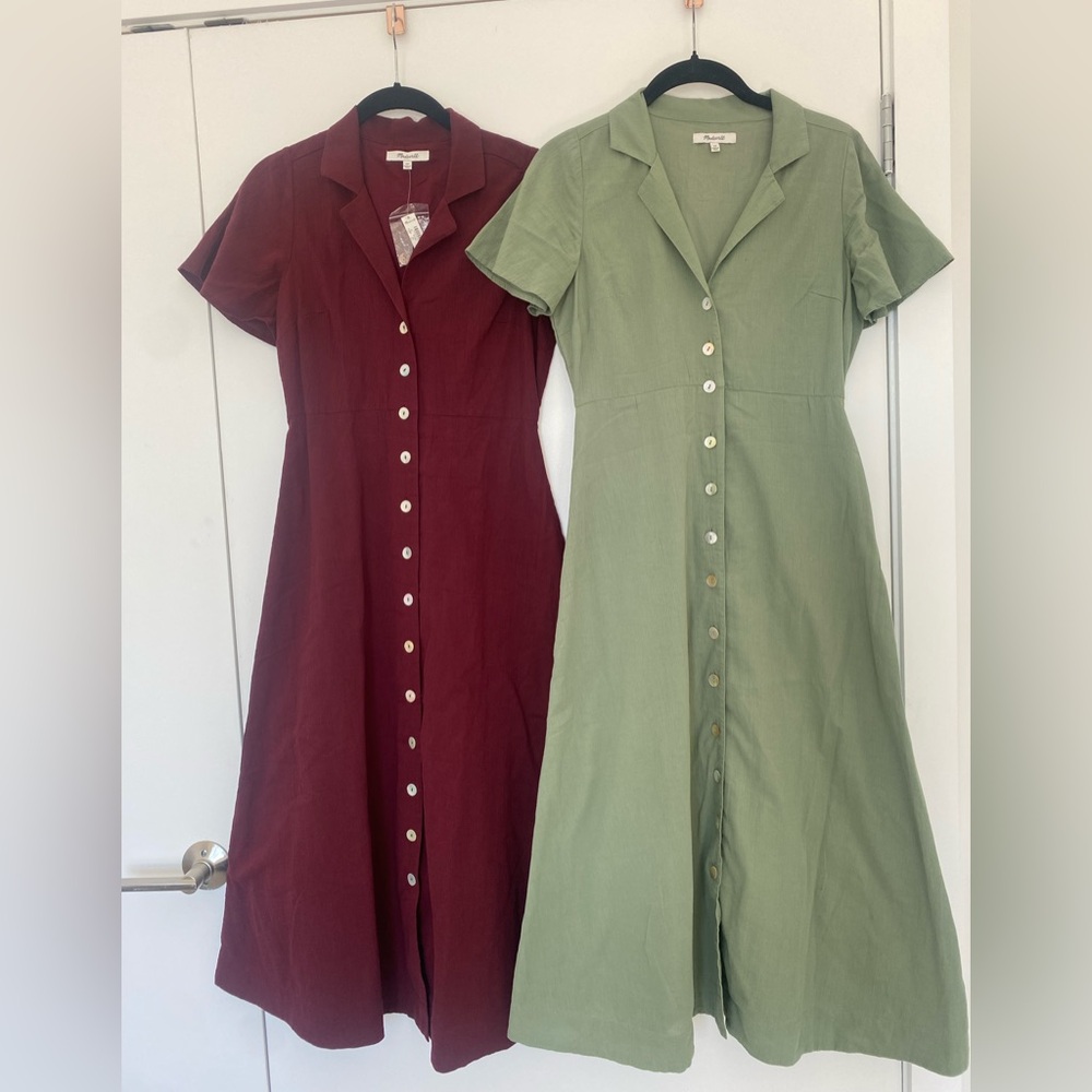 Madewell Button-Front Midi Dress in Deep Red